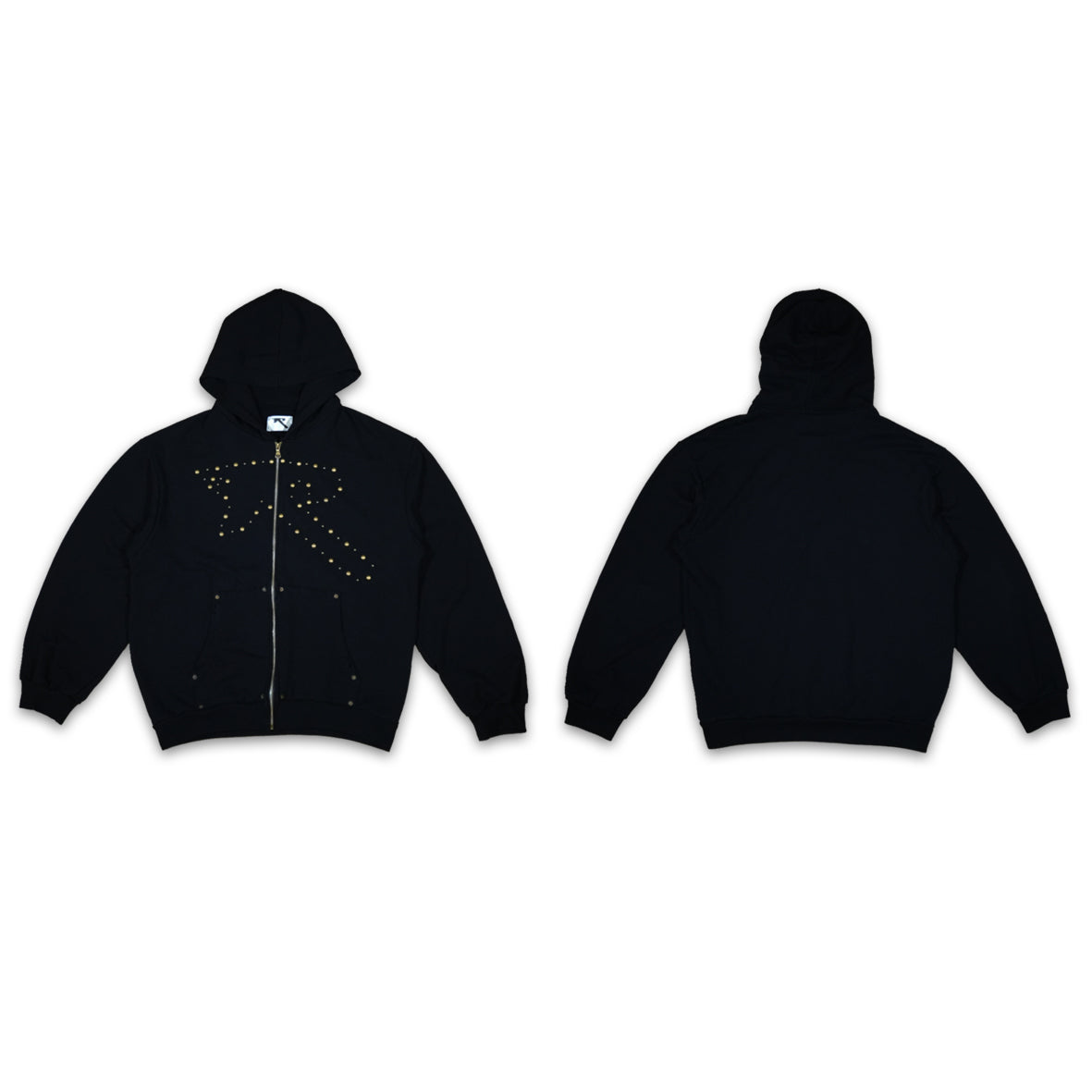 recatevi 'born to shine' stud black hoodie