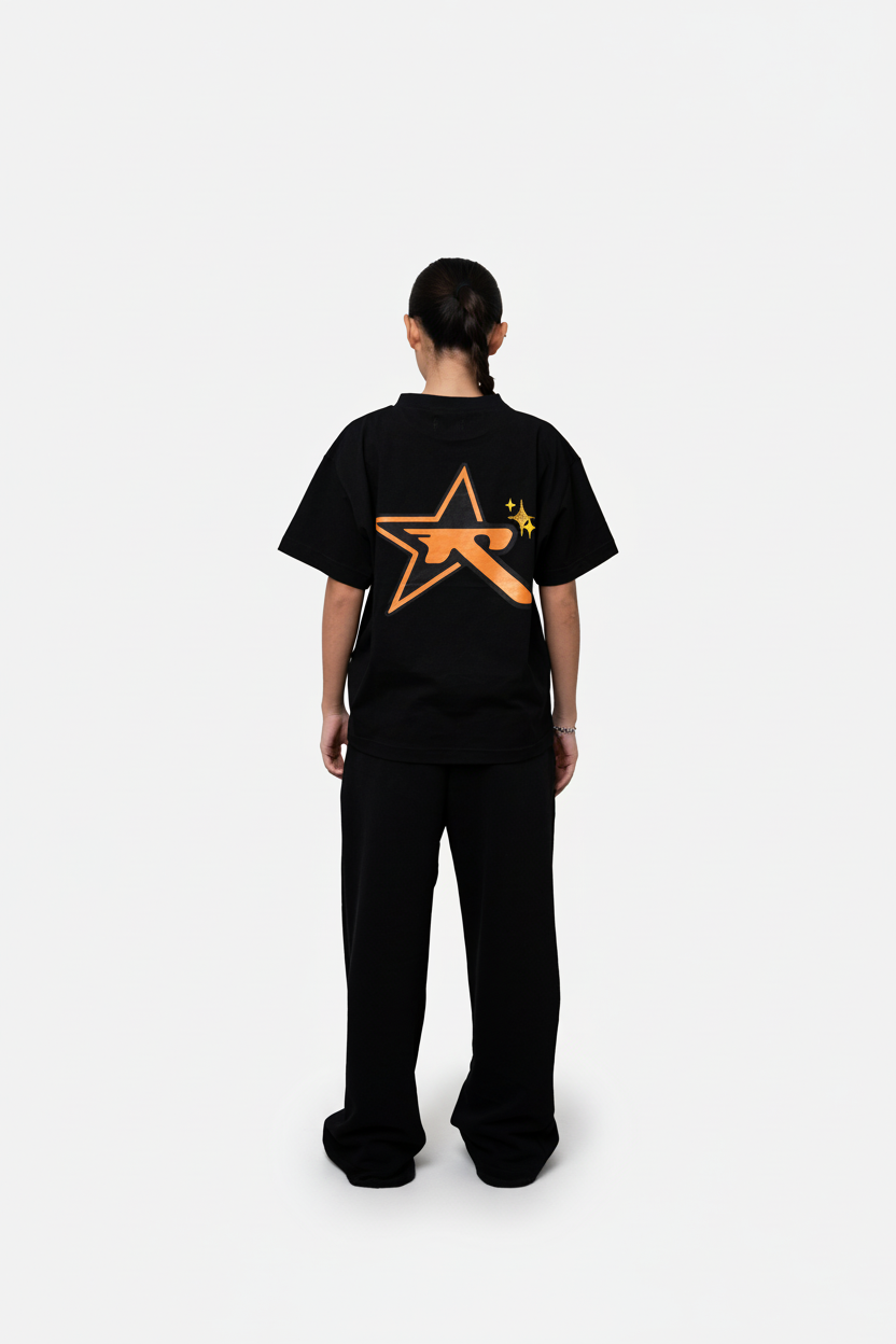 recatevi 'born to shine' black tee